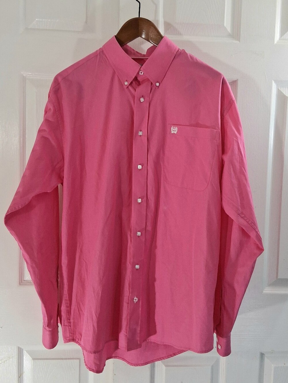 Cinch Mens M Pink Long Sleeve Western Dress Shirt 100% Cotton EUC